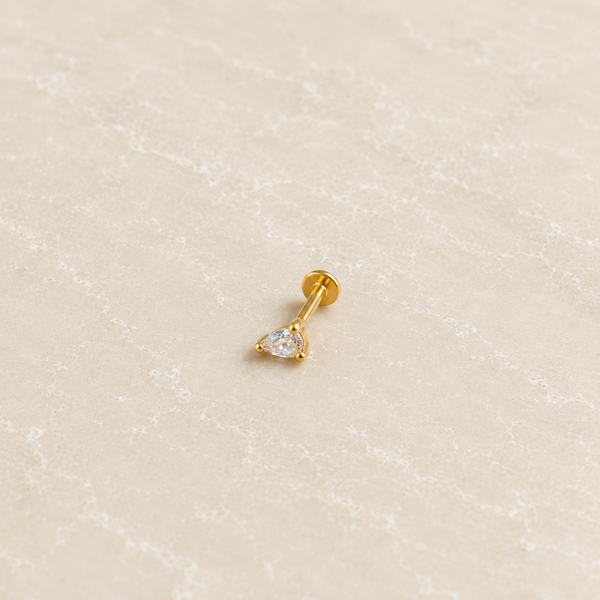 Pear Flatback Stud - Gold