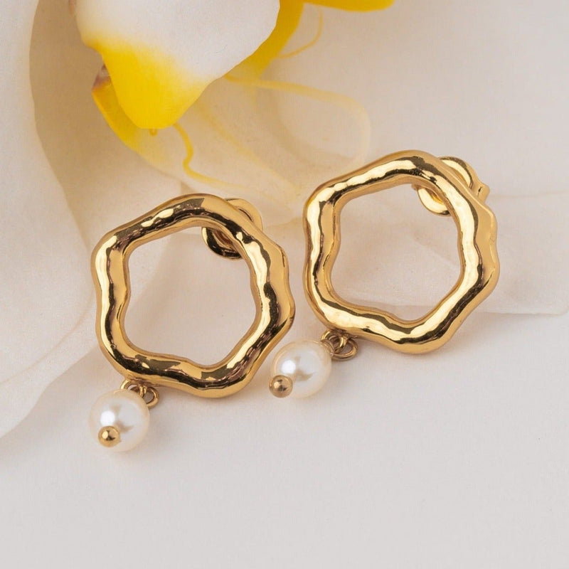 PEONY PEARL EARRINGS | GOLD