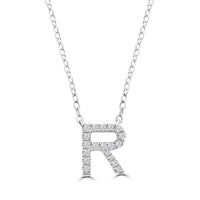DIAMOND INITIAL NECKLACE | 9K SOLID WHITE GOLD
