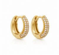 Slim Pavé Tully Hoops 15mm - Gold