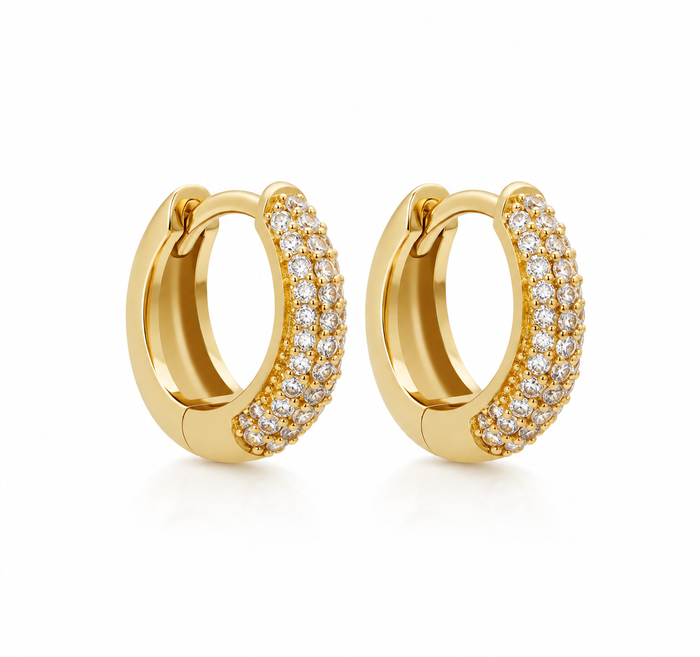 Slim Pavé Tully Hoops 15mm - Gold