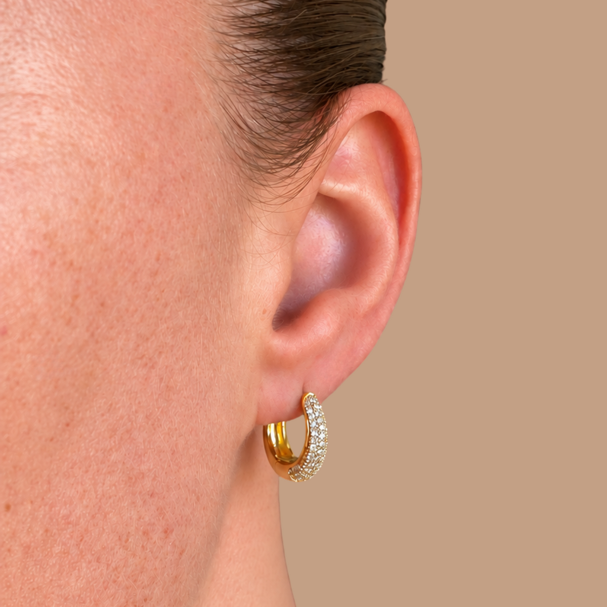 Slim Pavé Tully Hoops 15mm - Gold