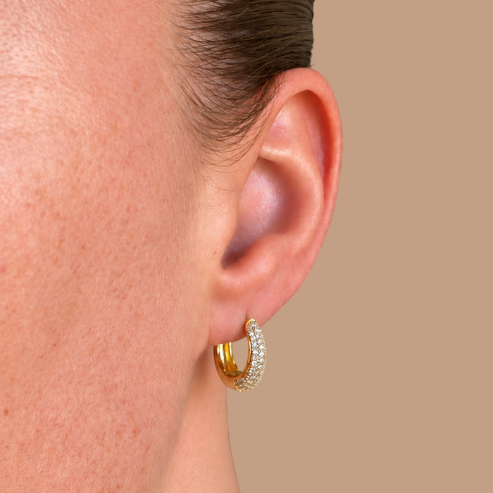 Slim Pavé Tully Hoops 15mm - Gold