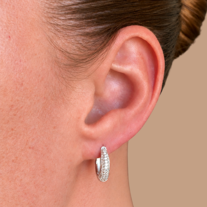Slim Pavé Tully Hoops 15mm - Silver