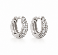 Slim Pavé Tully Huggies - Silver