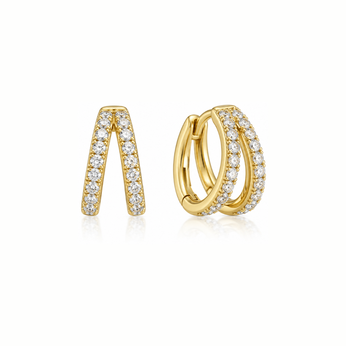 Split Pavé Tully Huggies - Gold