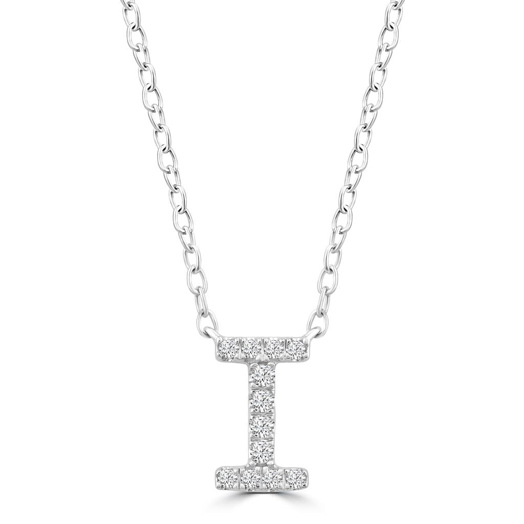 DIAMOND INITIAL NECKLACE | 9K SOLID WHITE GOLD