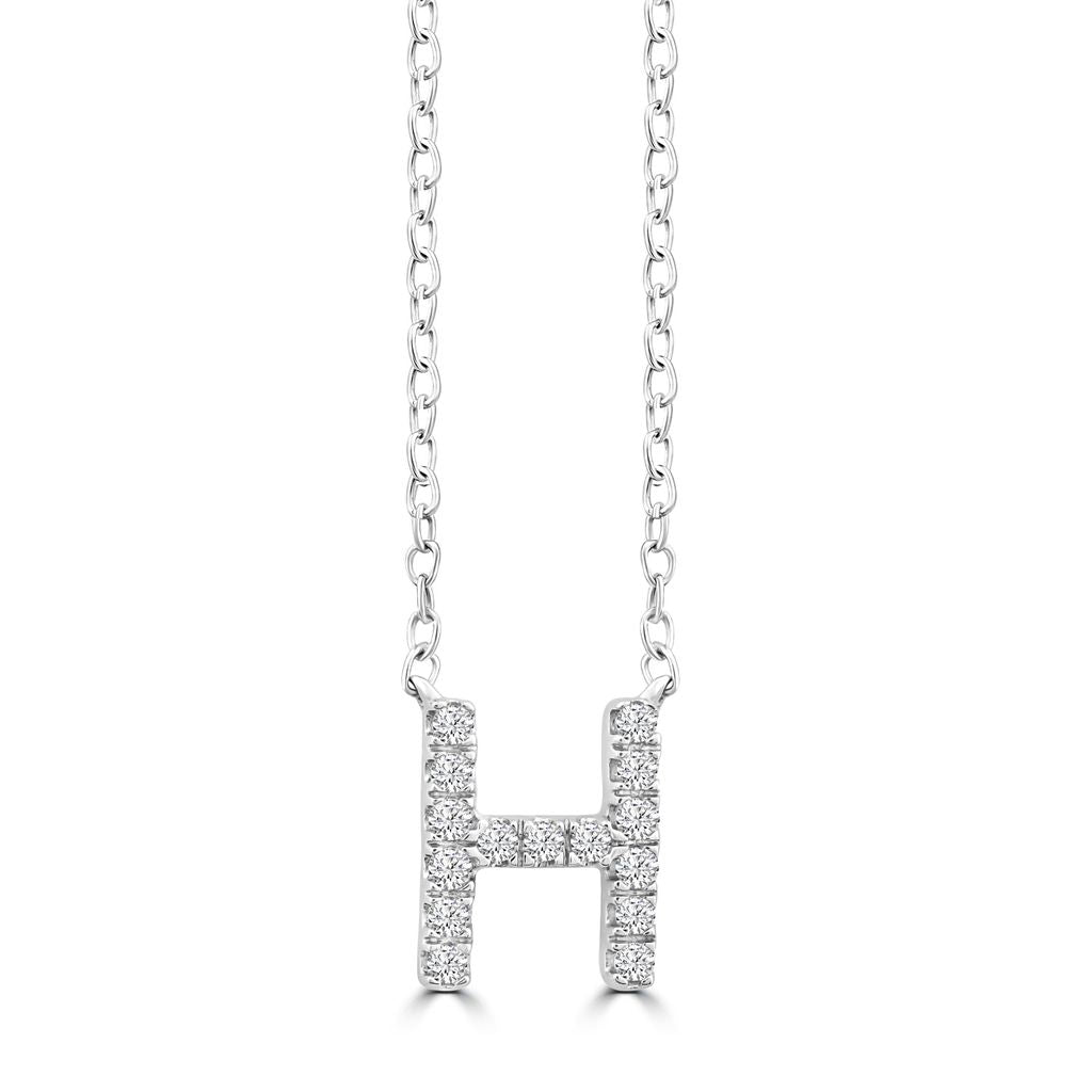 DIAMOND INITIAL NECKLACE | 9K SOLID WHITE GOLD