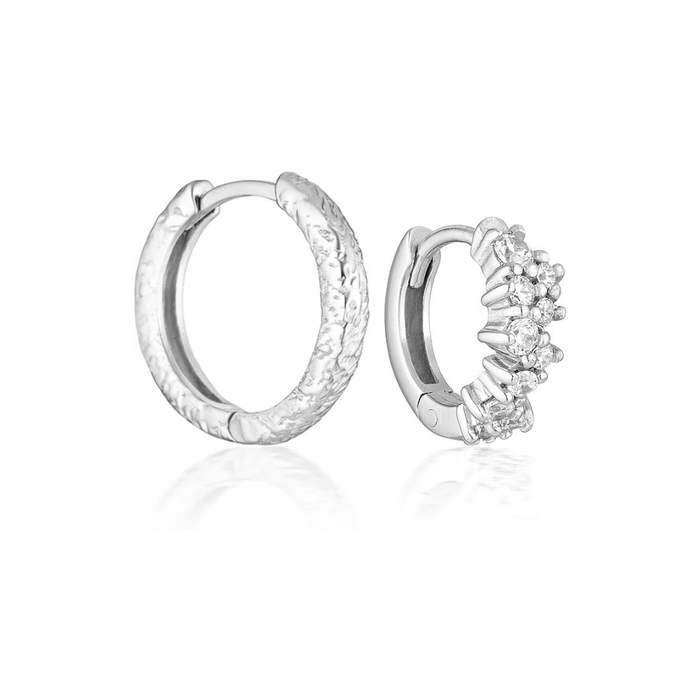 VIVI HOOPS 15MM & COVEY HUGGIES | SILVER