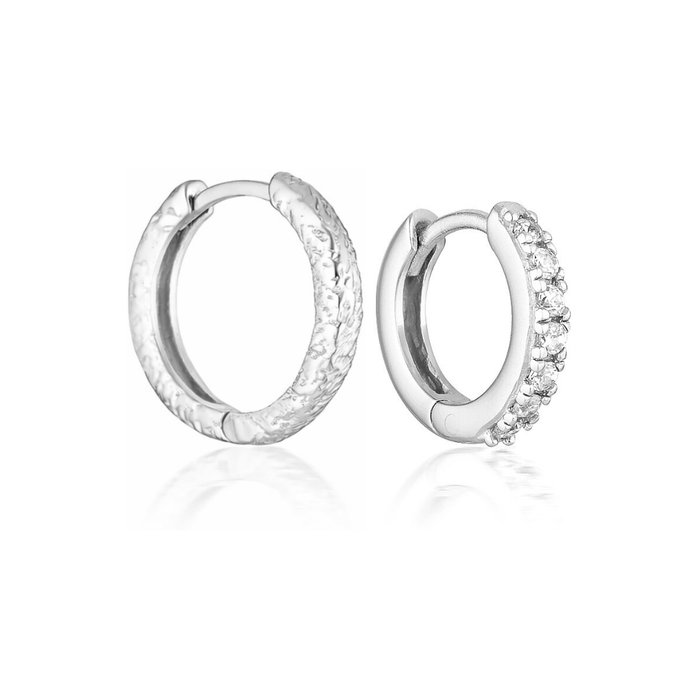 VIVI HOOPS 15MM & LINA HUGGIES | SILVER