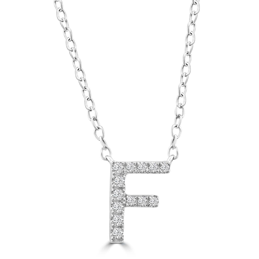 DIAMOND INITIAL NECKLACE | 9K SOLID WHITE GOLD